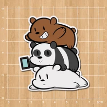 The Three Bare Bears Grizzly & Panda & Ice Bear Notebook/refrigerator/skateboard/trolley case/backpack/book sticker PVC sticker