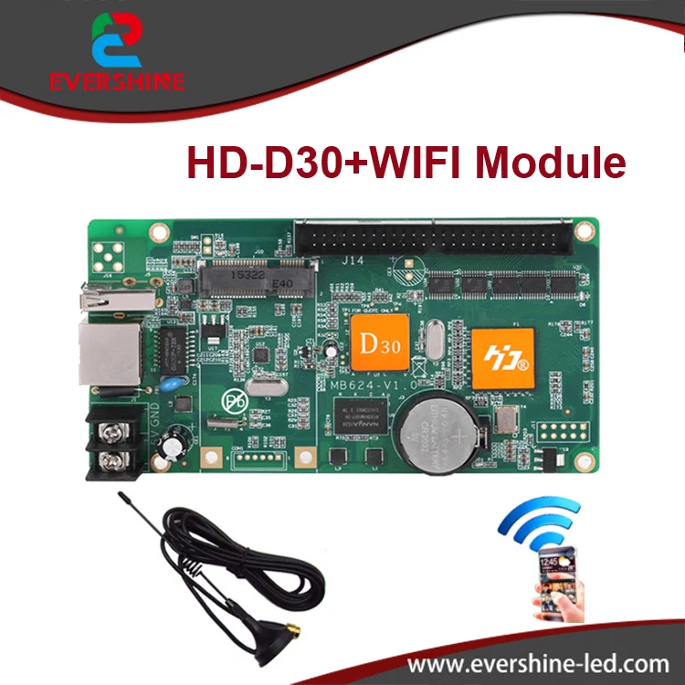 

HD-D30 RGB full color card 256 gray scale 1024x64 pixels LED display screen controller card supports WIFI,U-disk and Network