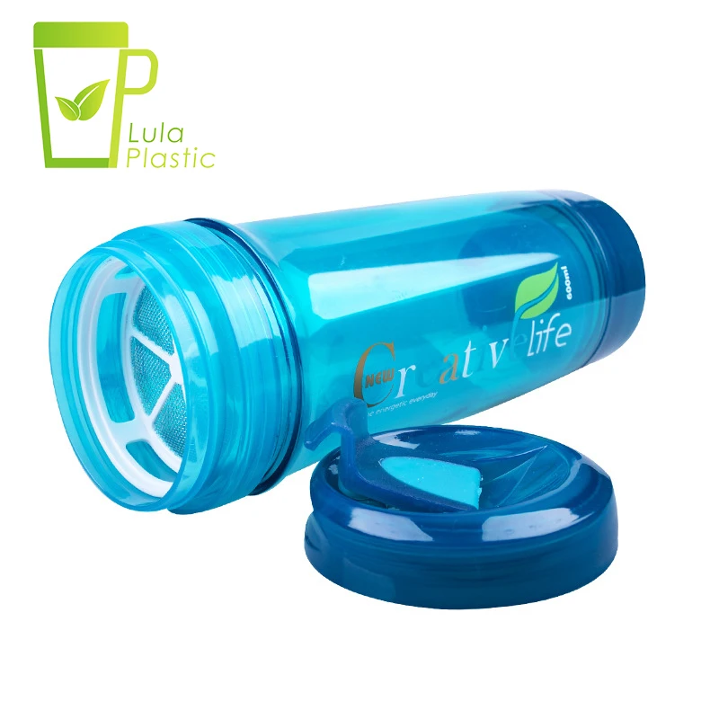 LULA LFGB Double Wall Plastic Tea Infuser Bottle Clear Detox Tea Tumbler With Strainer 400ml 600ml