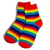 Japanese rainbow striped candy color soft cotton women socks