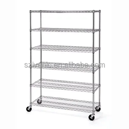 

NSF Heavy Duty Storage Racking With Wheels Wire Shelving