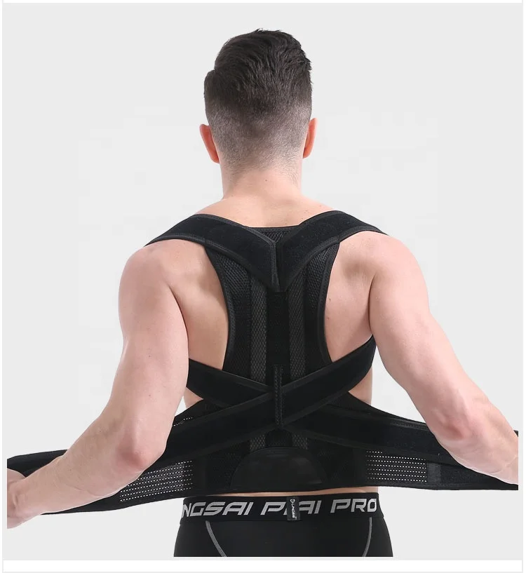

Back Posture Corrector Shoulder Lumbar Brace Spine Support Belt Adjustable Adult Corset Posture Correction Belt Body Health Care, Black