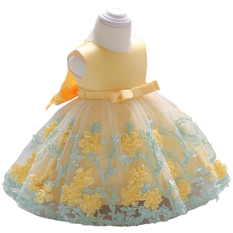

Unique Boutique Clothing Wholesale New Born Small Baby Christening Puffy Girl Lace Dresses L1845XZ, As picture