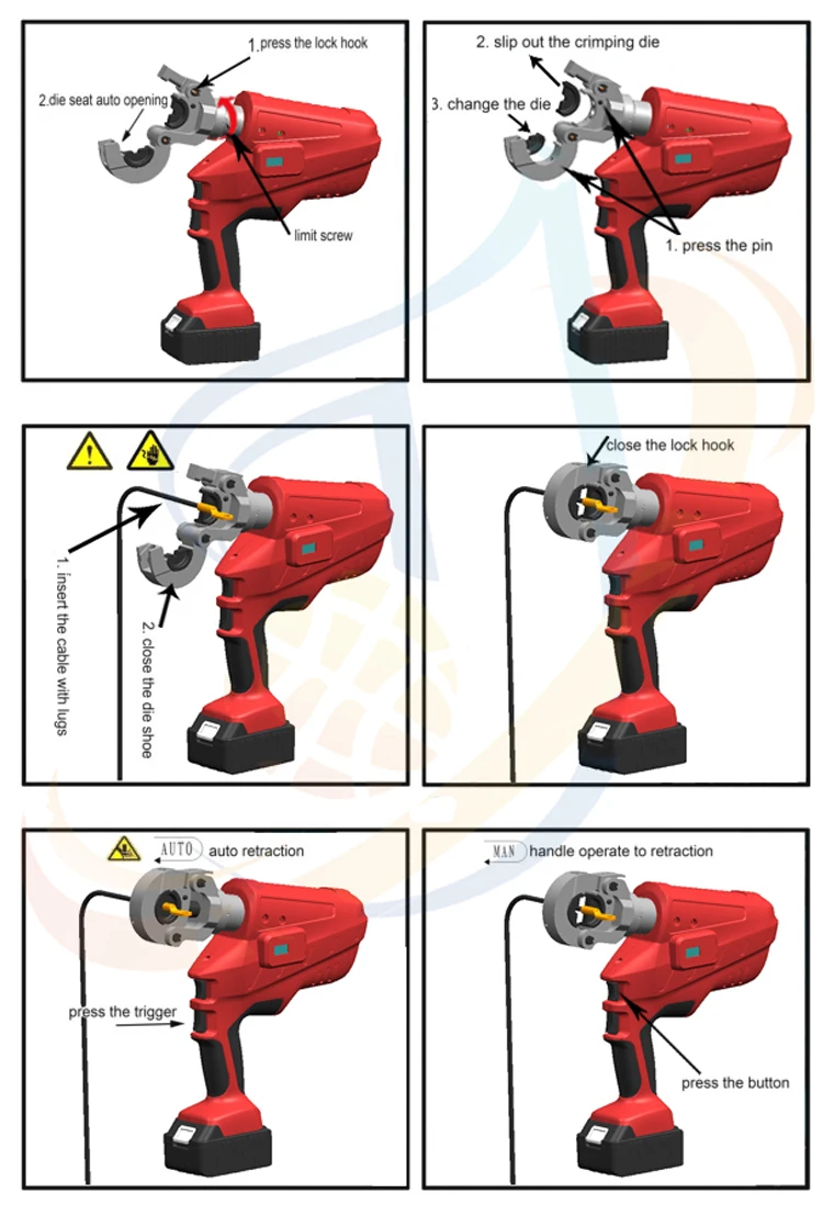 battery cable lug crimping tool