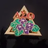 Newest Violet Flower Delta Sigma Theta Symbol Triangle Brooch Pin