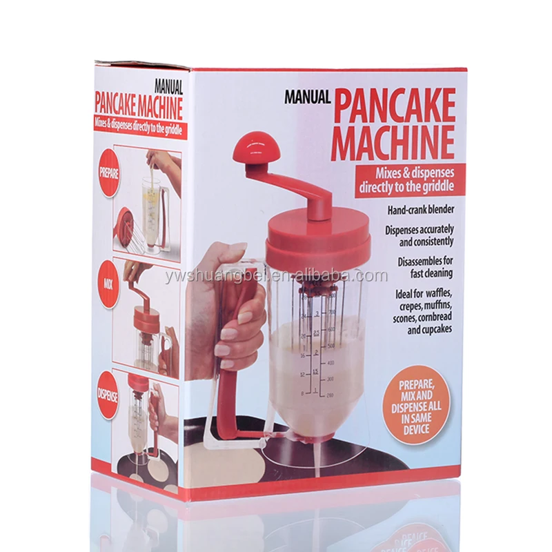 Hot Sale Plastic Manual Pancake Machine In Red Mix For The Perfect Waffles,Pancakes,Cupcakes