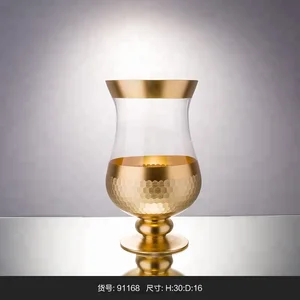Image of wholesale different types handmade home goods set of three decoration modern golden mercury vase