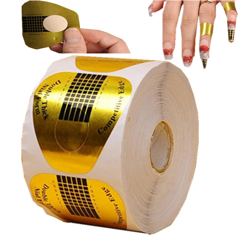 

500 x Nail Art Forms For Acrylic & UV Gel Tips, Golden or black