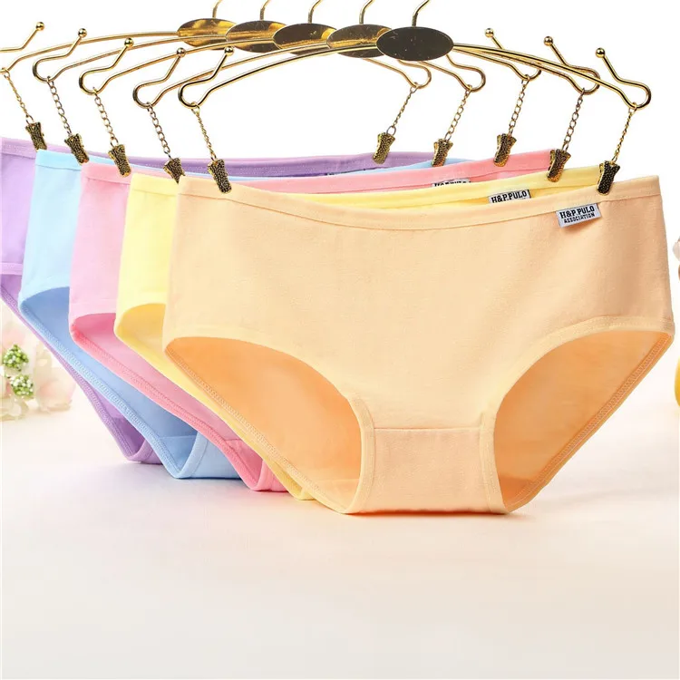 

Hot sale candy color breathable comfortable low waist pure cotton women underwear panties, Multicolor