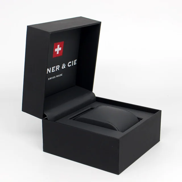 

High Quality Black Watch Box Luxury Custom Logo Watch Packaging Leather Boxes, Black kraft paper with cmyk printing