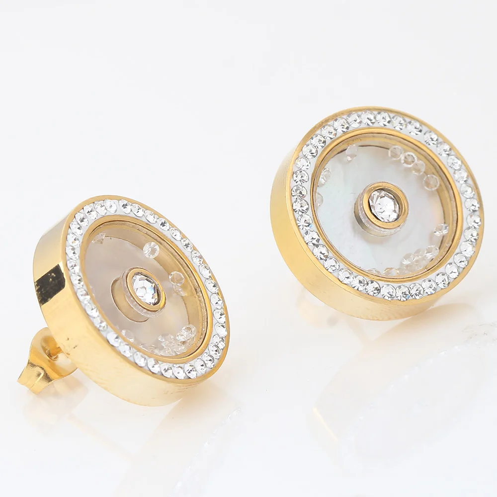 18k Gold Plated Stud Earring With Crystal Sporty Style Tire Earring For ...