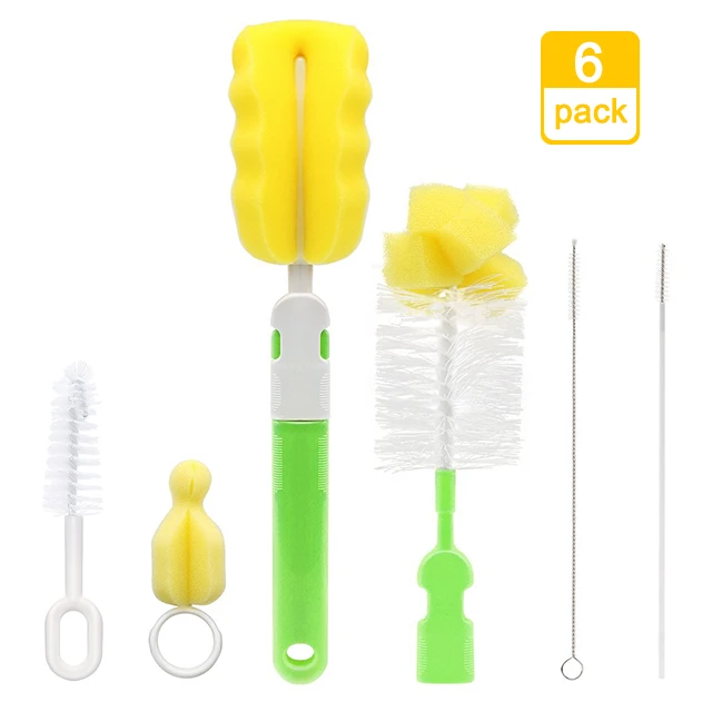 Amazon Hot Sale 6 in 1 Bottle Brush Set for Bottle Baby Bottle Nipple Straws