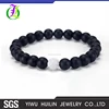 JTBR1027 Yiwu Huilin Jewelry HotSelling white jade black frosted agate bracelet jade natural stone bracelet yoga beads bracelet