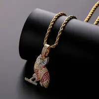 

OVO DRAKE Same paragraph Owl pendant Colored zircon paved necklace Color hiphop accessories
