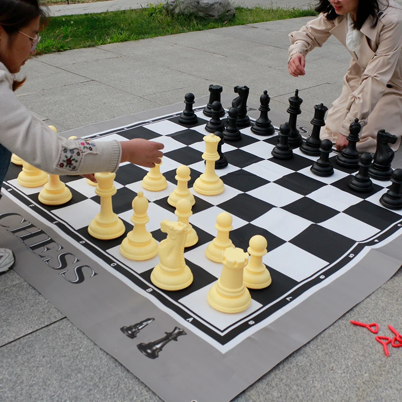 

Giant outdoor Waterproof Chess Set 6 ft Moisture-proof pad chess board plastic chess 10 inch tall king pawns