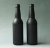 Haonai 330ml matt black frosted color glass beer bottle