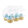 Clear PET clam shell cupcake box plastic cake slice containers