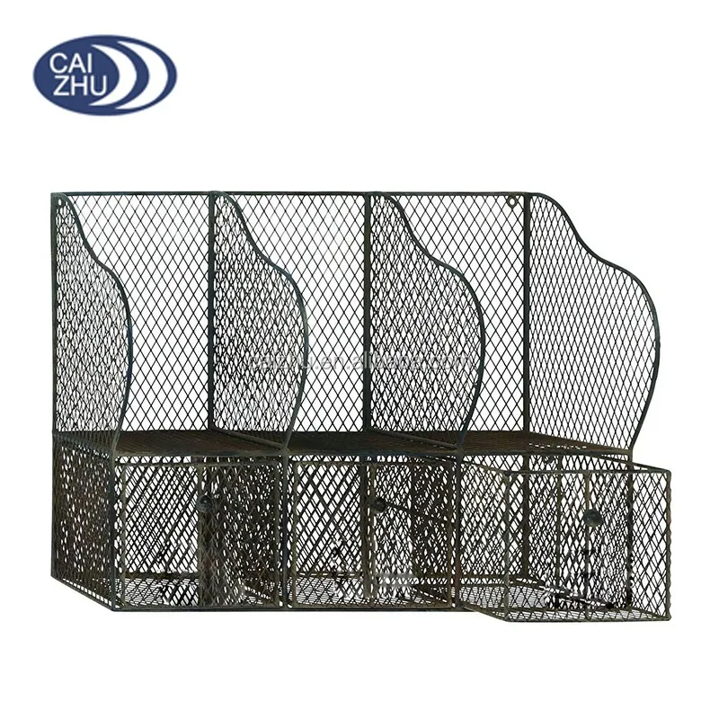 Wall Mount Metal Wire Mesh Storage Organizer With Drawers Buy