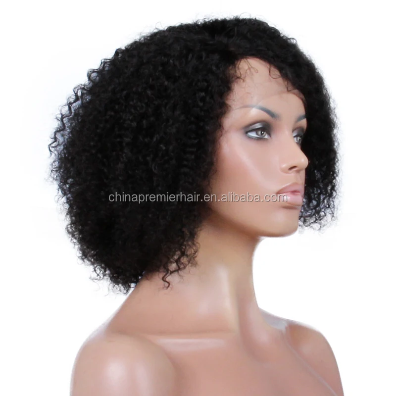

Premier Indian Remy Hair Side Part Jerri Curl Natural Brown Short Curly Human hair Wigs for Black Women