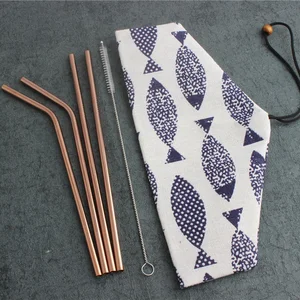 Image of 2 straight straw 2 bent straw 1 brush 1 bag