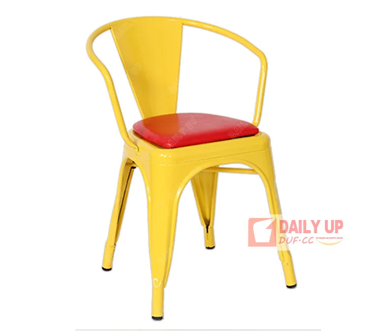 Balcony Bar Stool Chair with Padded Outdoor Metal Bar Chair Steel Stackable Metal Bar Stools