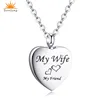 Wholesale 316L Stainless steel silver wife heart cremation urns necklace pendant jewelry for ashes keepsake