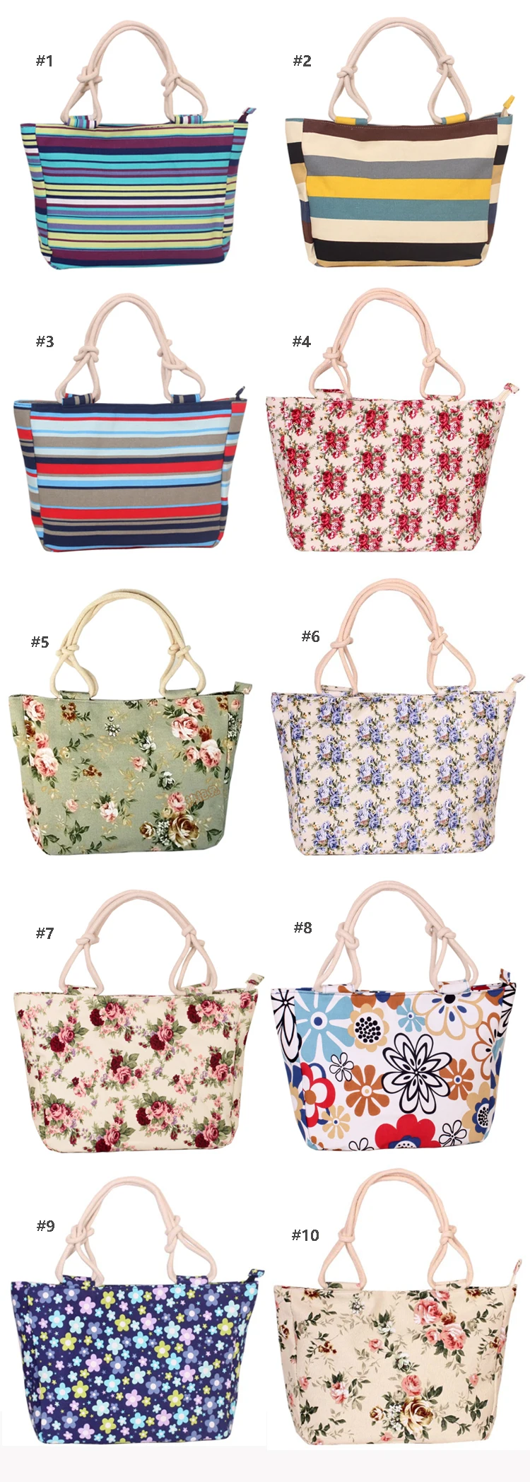 Osgoodway2 Wholesale Eco Floral Print Canvas Bags Handbag Women Large Canvas Tote Bag with Zipper