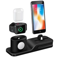 

3 in 1 Charging Dock Holder For iPhone XS XR 8 8 Plus 7 6 Silicone Charging Stand Dock Station For Apple watch 4 3 2 For Airpods