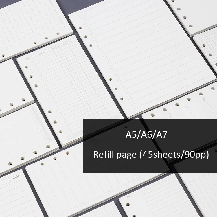 A5/A6/A7 Refillable 6-Ring Planner with Lined/Dotted/Squared/Daily/Weekly/Monthly Inside Pages for Writing and Gift Giving