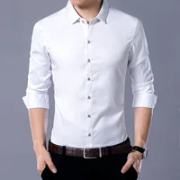 

Fashionable formal style man's long sleeve plain color wedding uniform shirt
