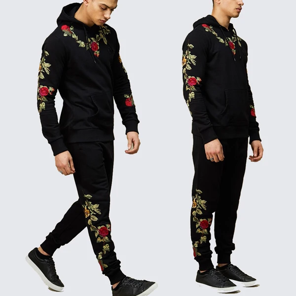 Wholesale Uk Streetwear Flower Embroidered Mens Tracksuit Latest Design ...