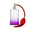 perfume bottle popular square clear glass perfume bottle with bulb atomizer