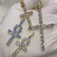 

hiphop jewelry iced out gold ankh cross pendant necklace design wholesale