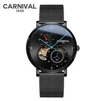 

Fashion Tourbillon Mechanical watches CARNIVAL 8062 Automatic watch men Small second dial 24 hours display Sapphire Montre homme