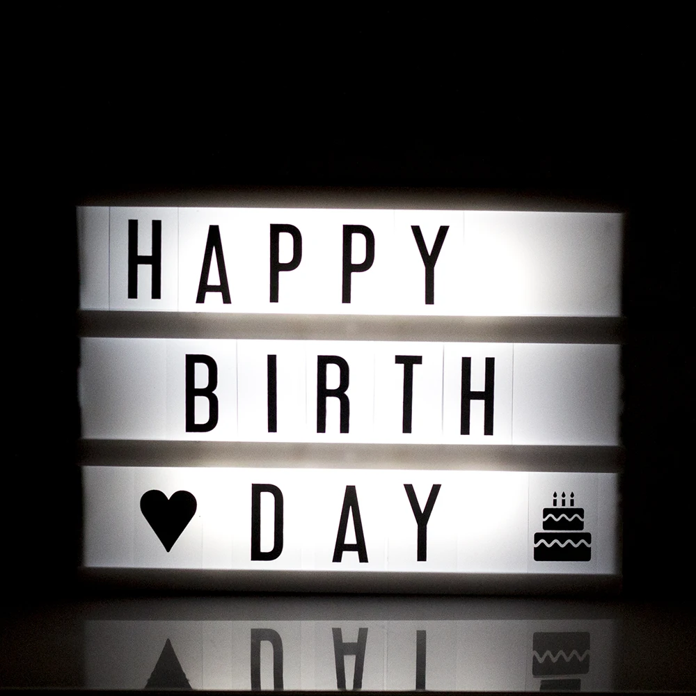 A4 Cinematic Light Box,Illuminated Light Up Box Sign with 452 Letters & Emoji for Christmas Room Party Wedding Birthday Shop Decoration