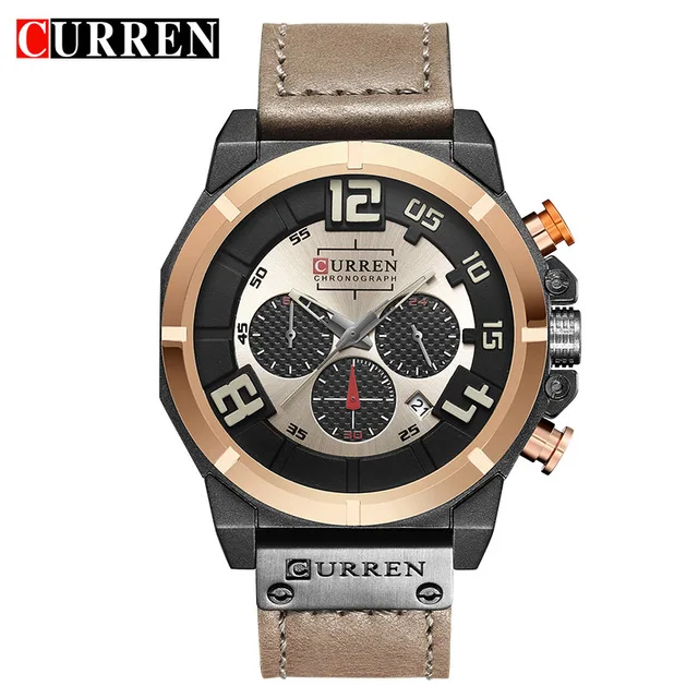 

Curren Watches 2018 Relogio Men's Brand Luxury Military Quartz Chronograph Watch Waterproof Leather Clock Male Sport Wristwatch