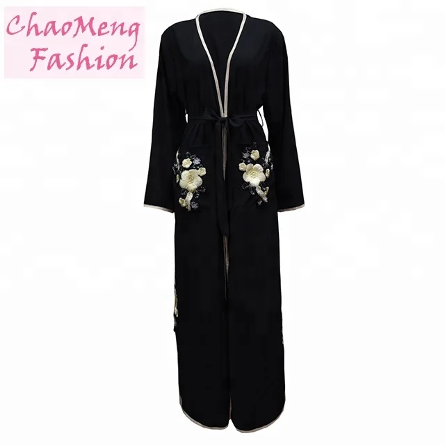 

1603# Custom order latest design abaya kaftan islamic clothing indian saudi arabia abayas muslim winter clothing, Black/customized