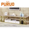 Indoor rose gold stainless steel marble top TV stand cabinet
