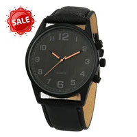 

Big sale black leather quartz men watch wholesale