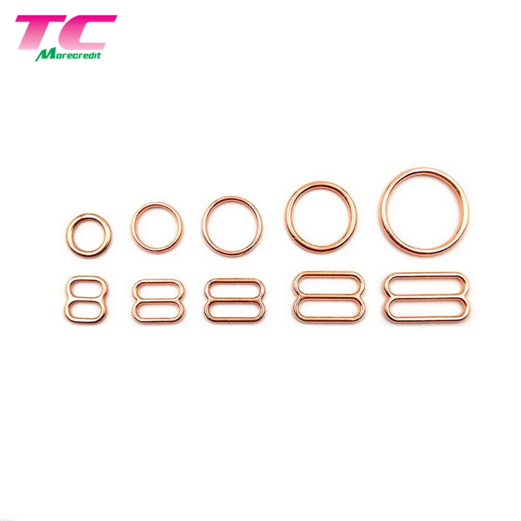 Rose Gold Metal Ring And Strap Adjuster Swimwear Metal Bra Clip Accessories