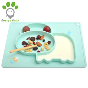 Image of BPA Free Eco Whale Dinosaur Customized Suction Foldable Silicone Baby Placemat Plate for Kids Toddlers Children