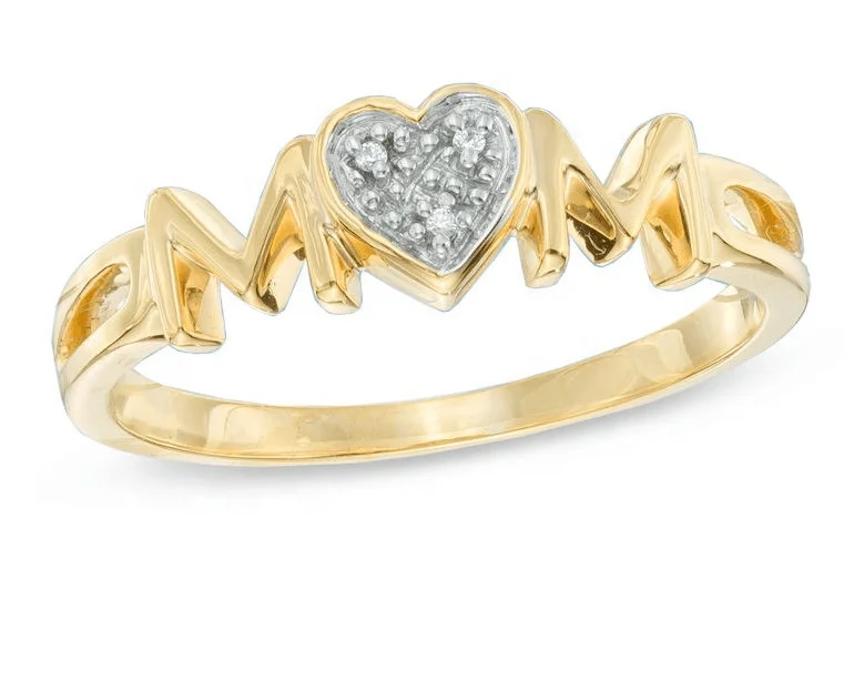 

Elegant Love Heart White micro-zircon Letter Mom Ring Gold Filled Zircon Ring Jewelry Gifts For Mother