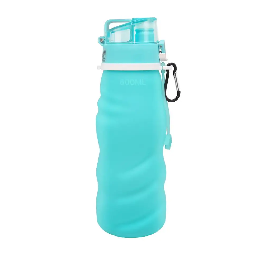 

800ML customized color foldable travel sport silicone water bottle