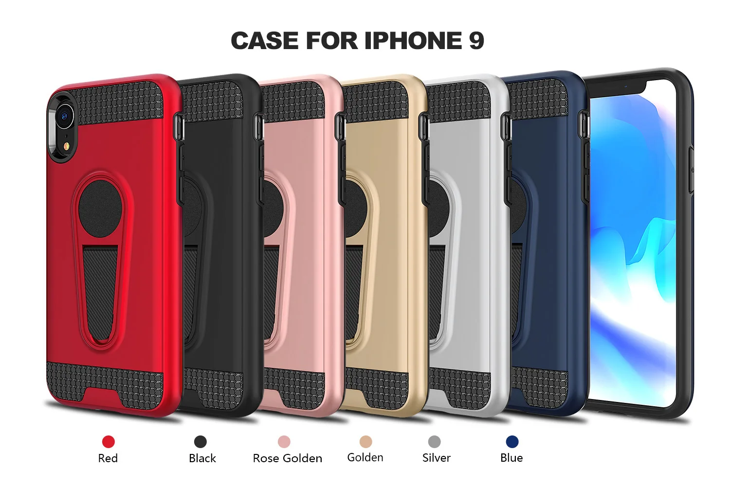 Magnetic Car Mount Hidden Carbon Fiber Kickstand TPU PC Phone Case For iPhone XR X