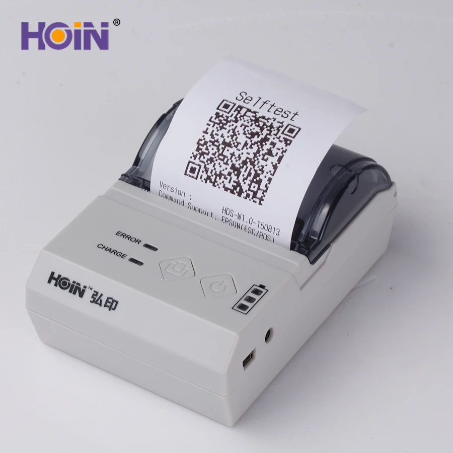 

BIS 2D Barcode 58mm Mini Small Portable Thermal Printer With Belt Car Charger BIS Certified Hoin HOP-E200