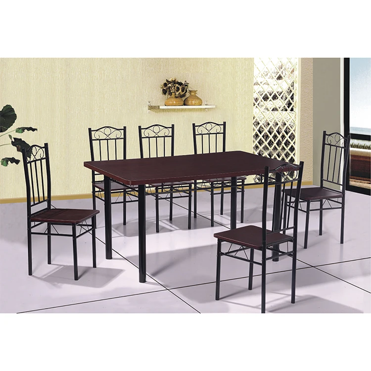 Factory Export 7pieces Melamine Dining Table Set 1 Table And 6 Chairs