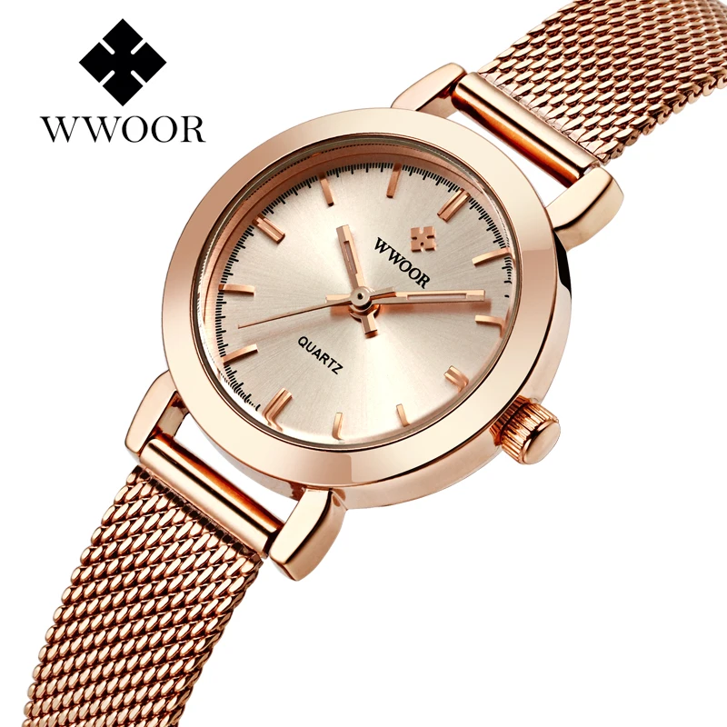 

Fashion Waterproof Ladies Watch Rose-gold Women Chain Wrist-watch Japan Movt WWOOR Beautiful Lady WR-8823L, White/pink/gold/rose gold