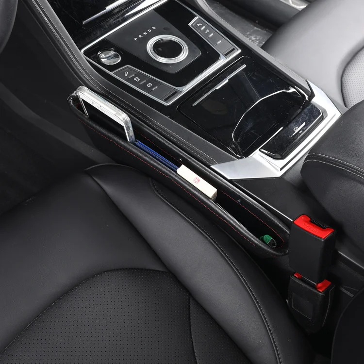 
Pu Leather Car Seat Gap Filler With Coin Box & Phone Storage 