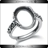 2018 Top Fashion wholesale ring setting without stones 14*10*1mm antique silver jewelry finger ring base blank findings