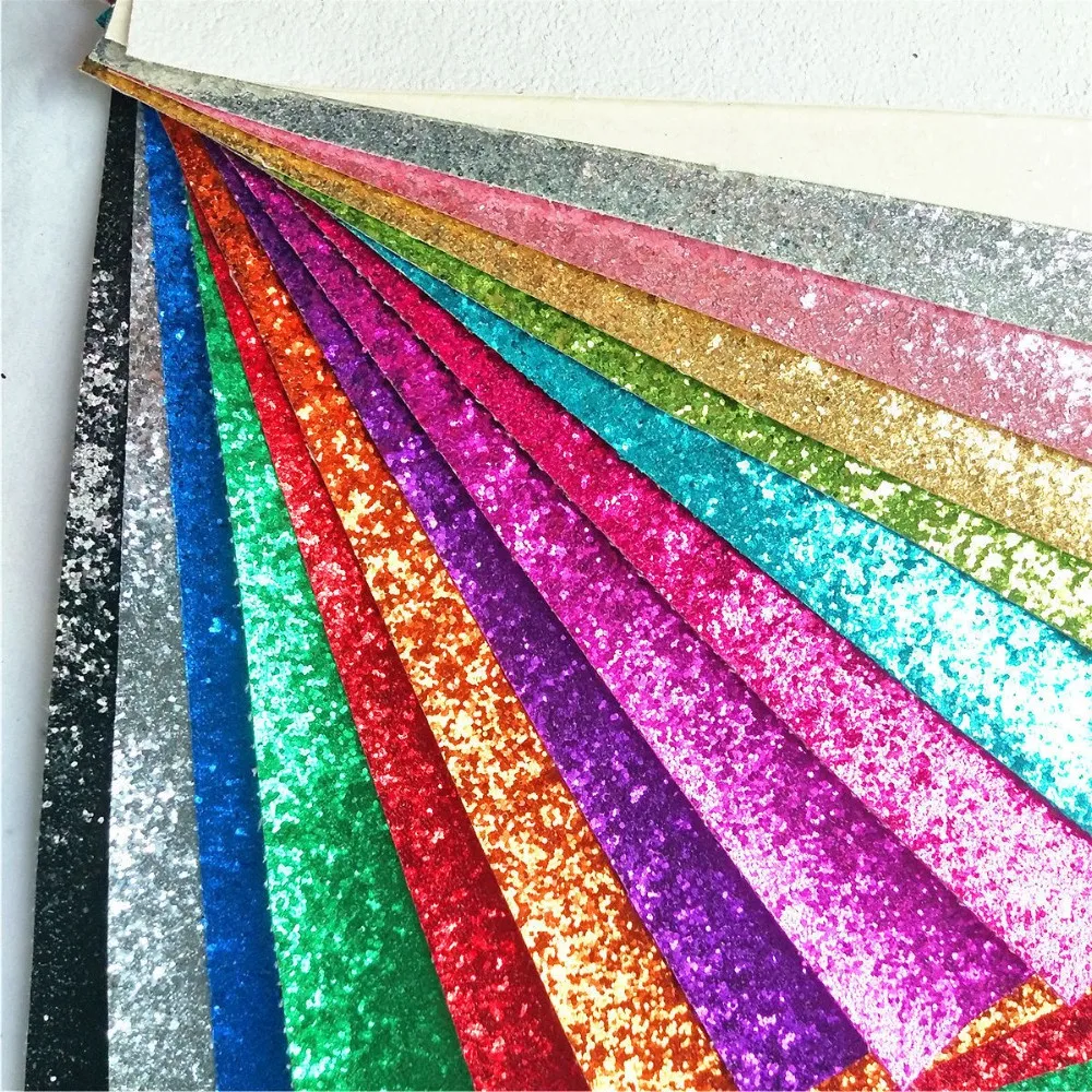 Sparkly Shiny Synthetic Vinyl Pu Glitter Fabric Sheets Chunky Faux ...